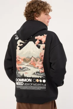 Fuji Boxy Hoodie Black