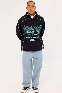 Fumes Elastic Quarter Zip Crew Black