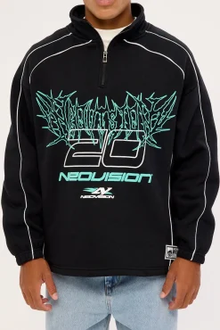 Fumes Elastic Quarter Zip Crew Black
