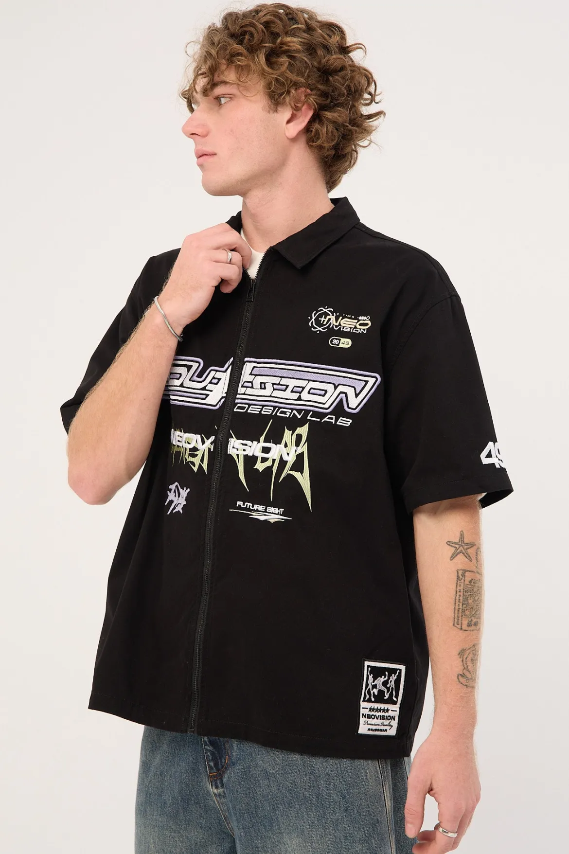 Fury Oversize Zip Through Shirt Black