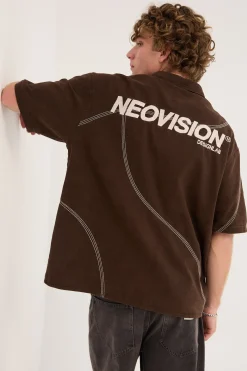 Fused Oversize Shirt Washed Brown