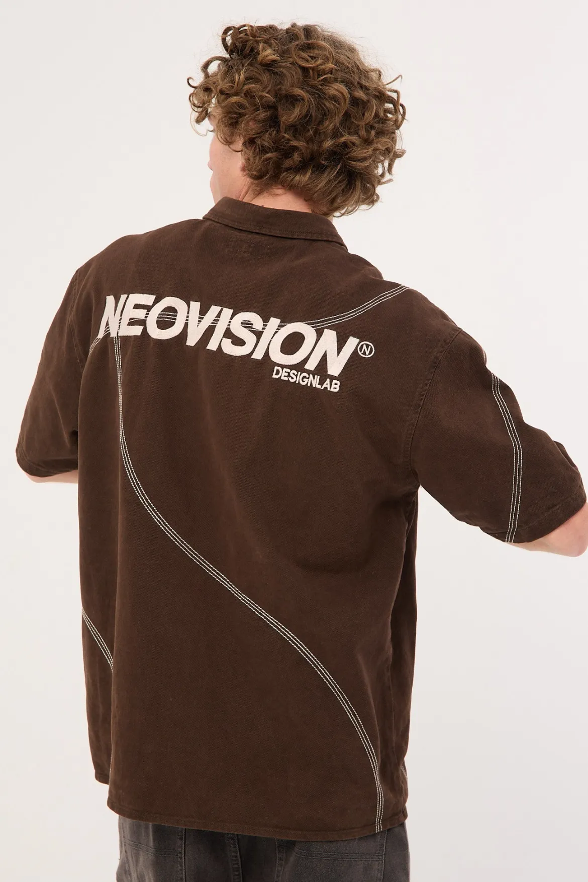 Fused Oversize Shirt Washed Brown