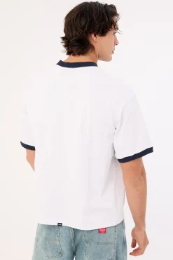 Fusion Ringer Box Fit Oversize Cropped Tee White
