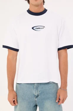 Fusion Ringer Box Fit Oversize Cropped Tee White