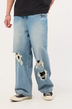 Future Behemoth Super Baggy Ripped Jean Faded Blue