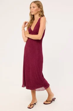 Gabriella Midi Dress Basic Polka Flock Berry