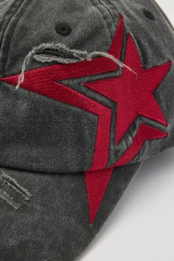 Galaxy Distressed Dad Cap Washed Black