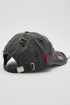 Galaxy Distressed Dad Cap Washed Black