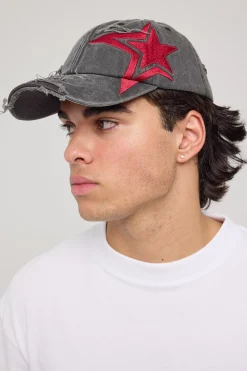 Galaxy Distressed Dad Cap Washed Black