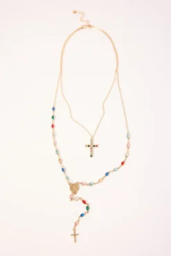 Gem Drop Necklace 2 Pack Gold