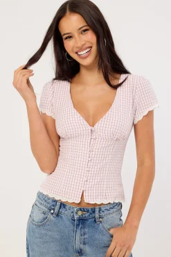 Gemma Short Sleeve Blouse Pink