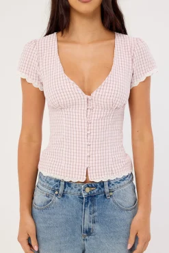 Gemma Short Sleeve Blouse Pink