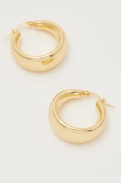 Genevieve Thick Hoop Earrings 18k Gold Plated