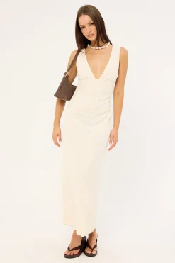 Gerda Maxi Dress Floral Flock Cream