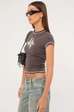 Ghosted Cap Sleeve Tee Worn Black