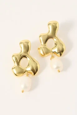 Gia Pearl Drop Earrings 18K Gold Plated