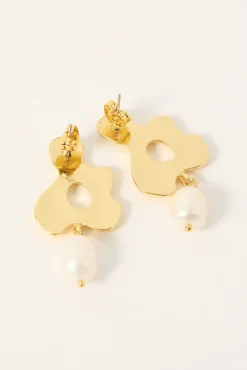 Gia Pearl Drop Earrings 18K Gold Plated