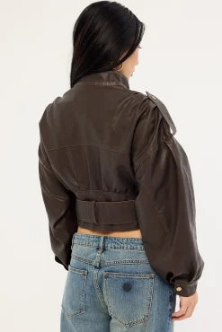 Gigi Leather Jacket Chocolate