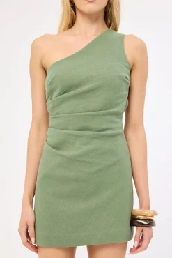 Ginny Asymmetrical Twist Mini Dress Green