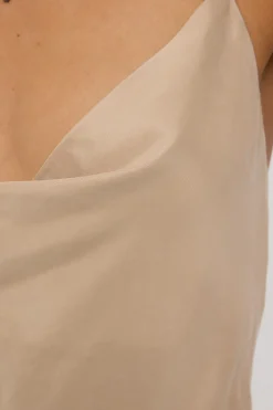 Giulia Long Line Tie Back Cupro Top Nude