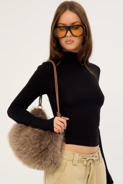 Glacial Faux Fur Bag Brown