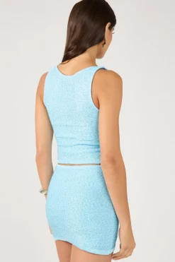 Glimmer Sequin Knit Mini skirt Blue