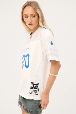 Glint V Neck Jersey Tee White