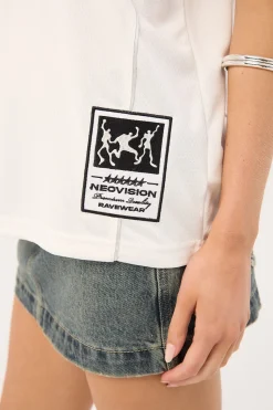 Glint V Neck Jersey Tee White