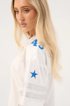 Glint V Neck Jersey Tee White