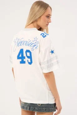 Glint V Neck Jersey Tee White