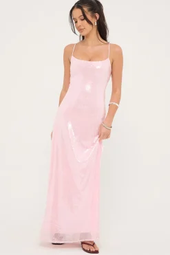 Glisten Sequin Maxi Dress Light Pink