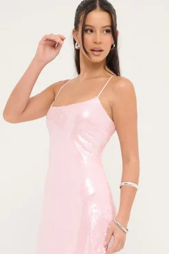 Glisten Sequin Maxi Dress Light Pink