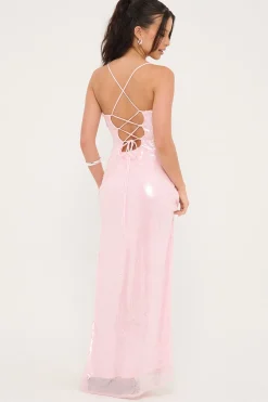 Glisten Sequin Maxi Dress Light Pink