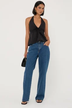 Glossy Halter Top Black