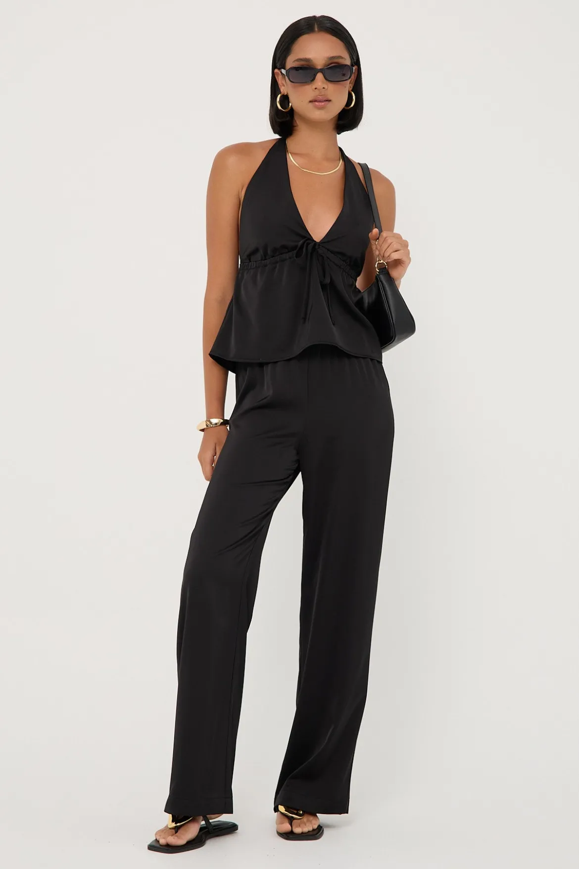 Glossy Halter Top Black
