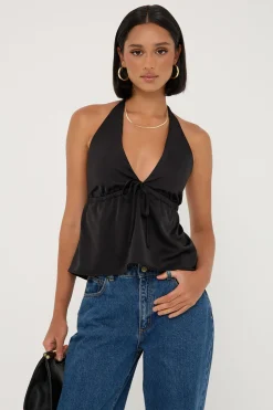 Glossy Halter Top Black
