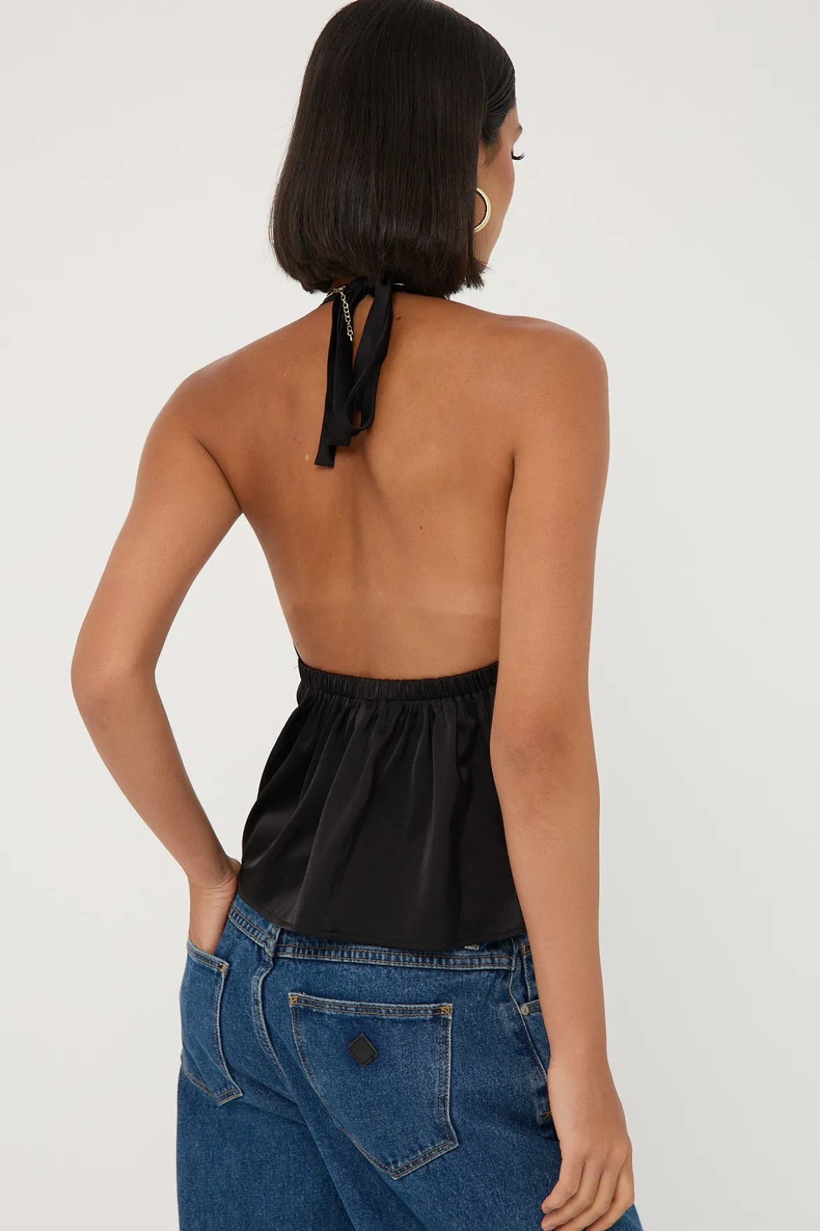 Glossy Halter Top Black