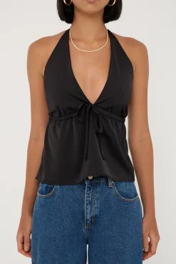 Glossy Halter Top Black