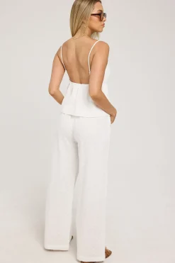 Gracie Broderie Pant White