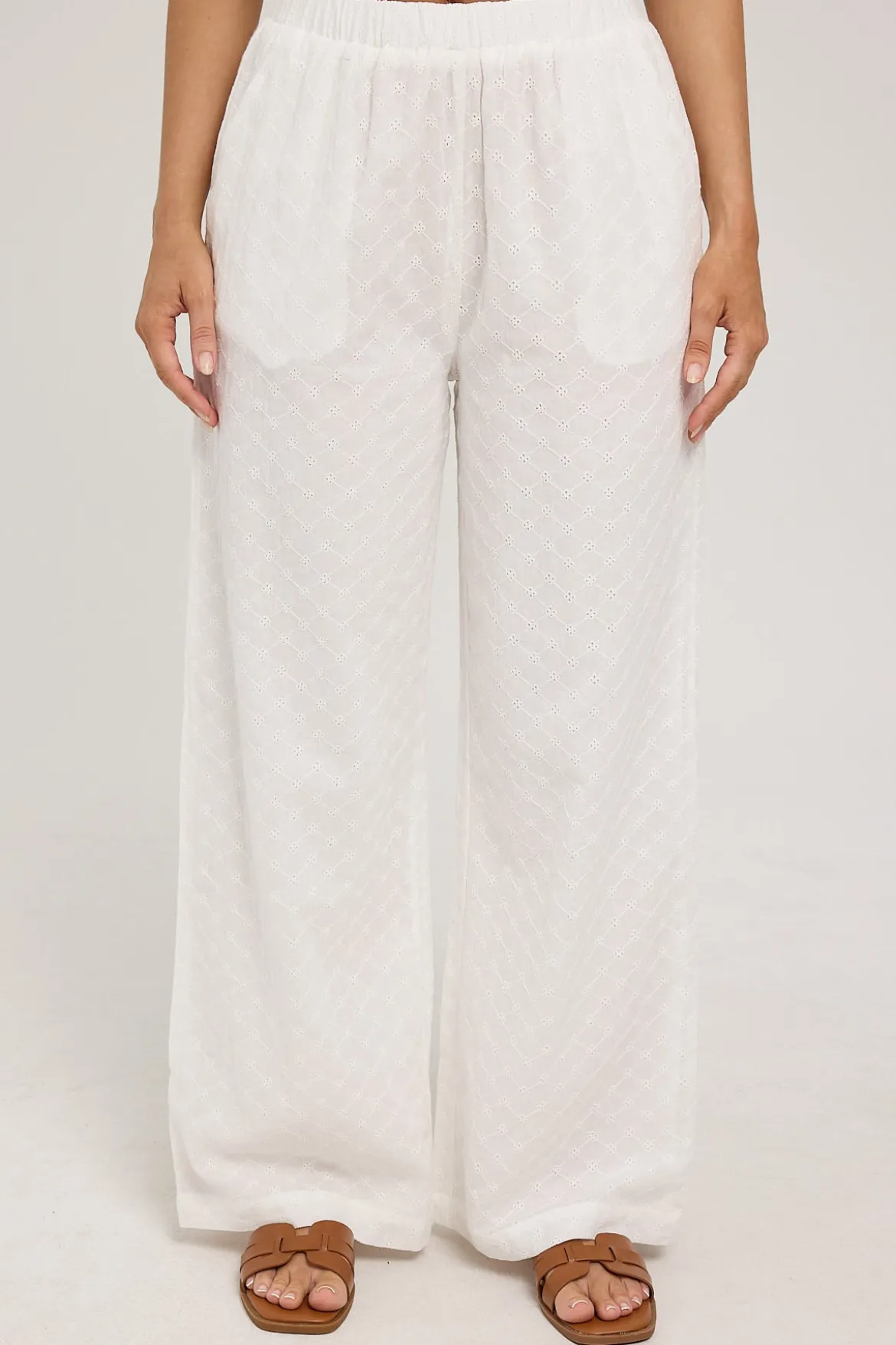 Gracie Broderie Pant White