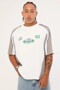 Grand Prix Panel Oversize Cropped Raglan Tee White