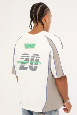 Grand Prix Panel Oversize Cropped Raglan Tee White