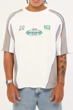 Grand Prix Panel Oversize Cropped Raglan Tee White