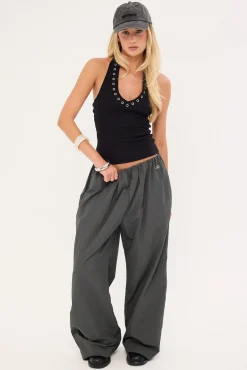 Gravex Nylon Wide Leg Pant Khaki Green