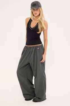 Gravex Nylon Wide Leg Pant Khaki Green