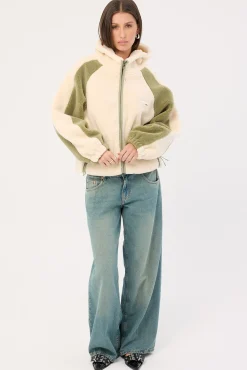 Gravity Hooded Sherpa Jacket Ecru