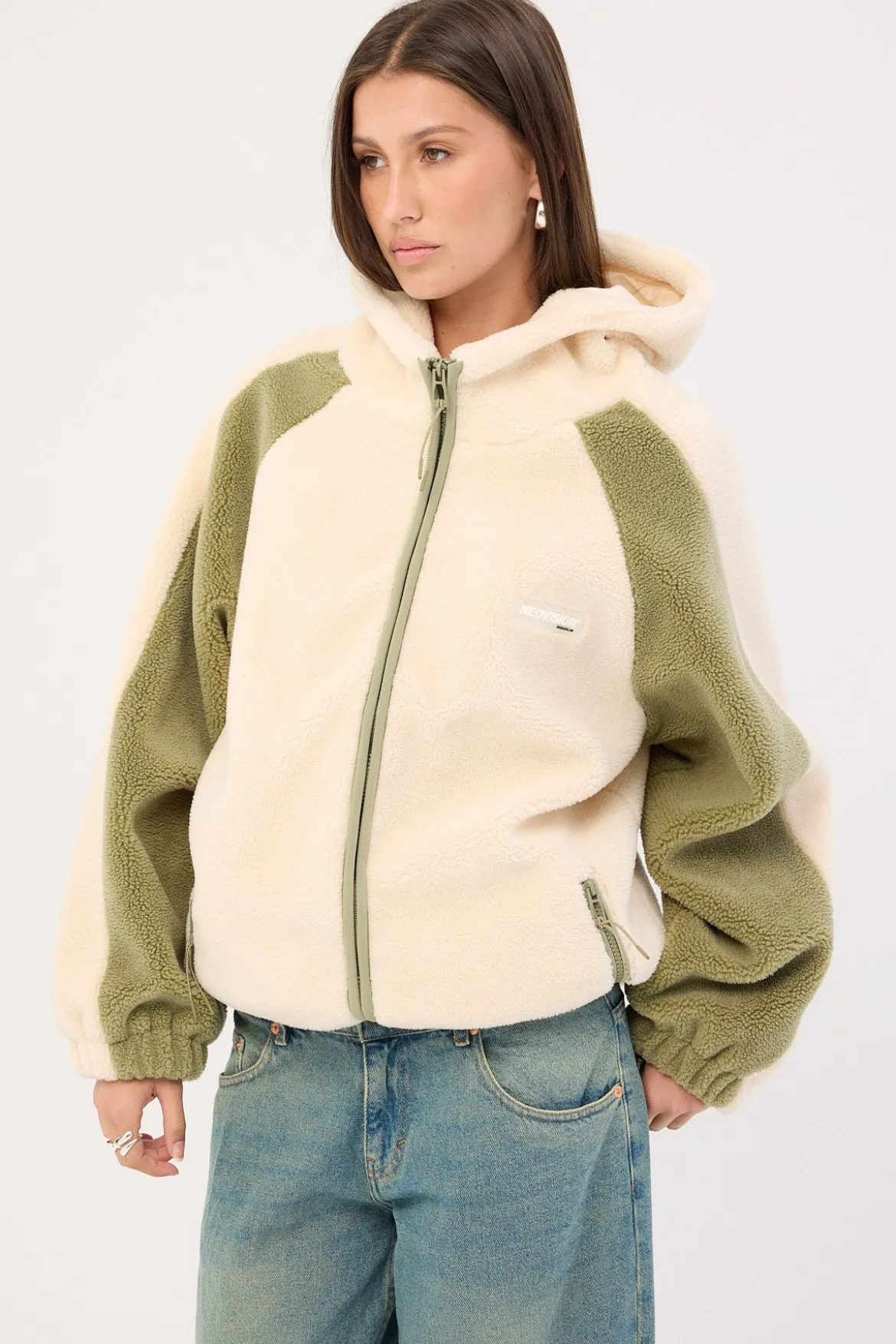 Gravity Hooded Sherpa Jacket Ecru