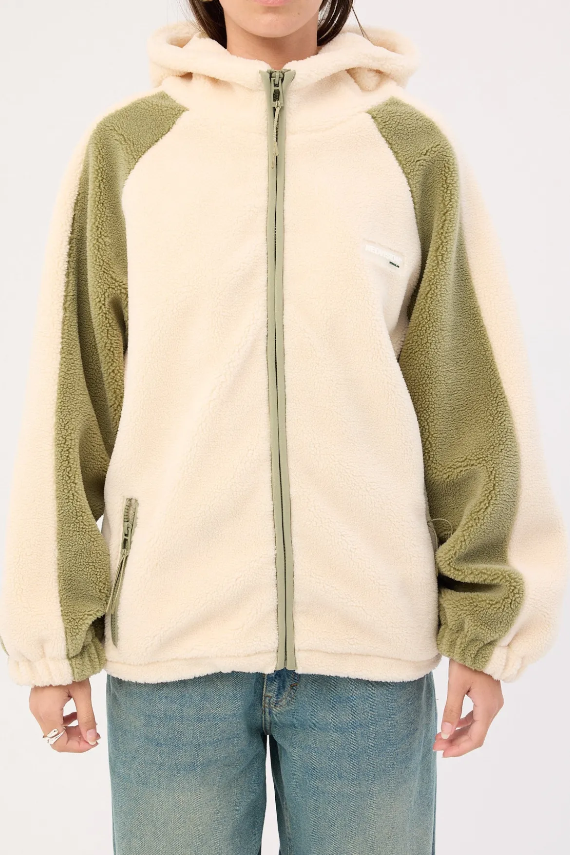 Gravity Hooded Sherpa Jacket Ecru