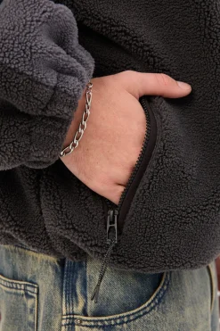 Gravity Hooded Sherpa Jacket Charcoal