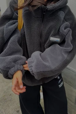 Gravity Hooded Sherpa Jacket Charcoal